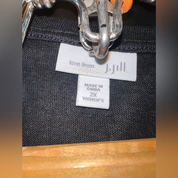 J.Jill Love Linen Solid Black 100% Linen Knot Draped Tank Size 2XL EUC - Picture 5 of 6